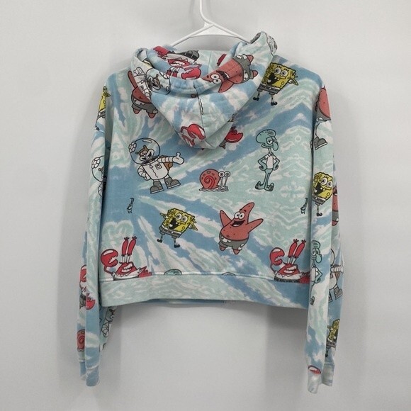 Nickelodeon Cropped Hoodie Sweatshirt Full Zip Medium SpongeBob Gary - Picture 6 of 8